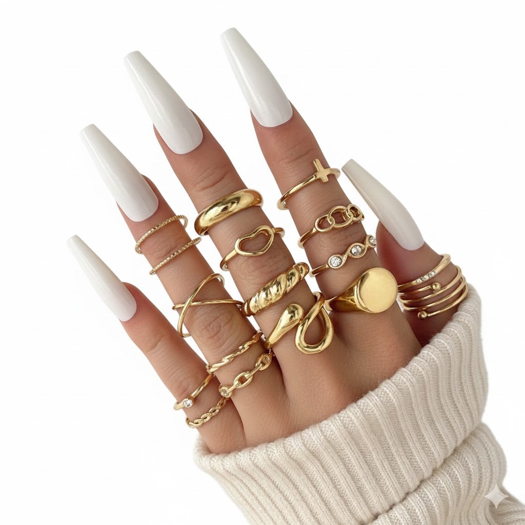 60 Pcs Gold Stackable Rings for Women, Knuckle Rings Chunky Gold Ring Set Dainty Stacking Cute Rings, Multiple Sizes Cute Jewelry Set Gift