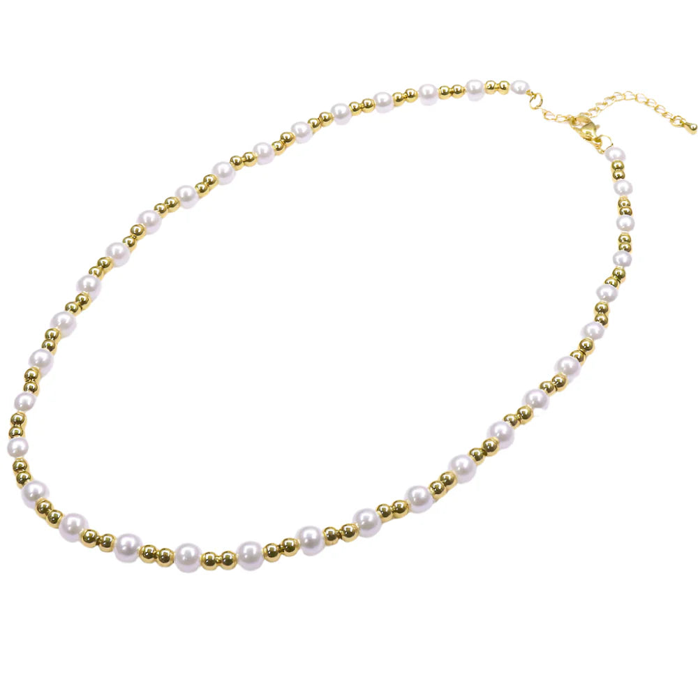 19679 BEADS PEARLS COLLAR