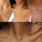 16Pcs Gold Necklaces Set for Women 14k Gold Plated Dainty Trendy Pendant Chain Choker Pack Multilayer Necklace Set for Women Adjustable Jewelr