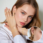 34pcs Gold Jewelry Set for Women Multi Layered Necklace Knuckle Rings Stackable Bracelets Dainty Earrings Fashion Jewelry set Anniversary Birthday Valentine Gift Pack for Women Girls