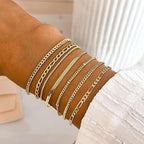 16 PCS Gold Bracelets for Women, Dainty Bracelets Set for Women Trendy, Gold Stackable Cuban Link Paperclip Chain Bracelet Pack Jewelry Gifts for Women