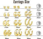12 Pairs Chunky Gold Hoop Earrings for Women Trendy, Gold Plated Lightweight Hypoallergenic Stack, Thick Open Twisted Huggie Hoops Earring Set