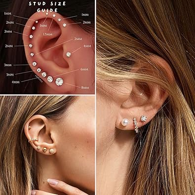 70 Pairs Gold Stud Earrings Set for Women Multipack, Trendy Hypoallergenic Pearl Cubic Zirconia Multiple Piercings Earrings Packs, Chunky Hoops Earrings for Gift Jewelry