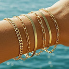 16 PCS Gold Bracelets for Women, Dainty Bracelets Set for Women Trendy, Gold Stackable Cuban Link Paperclip Chain Bracelet Pack Jewelry Gifts for Women