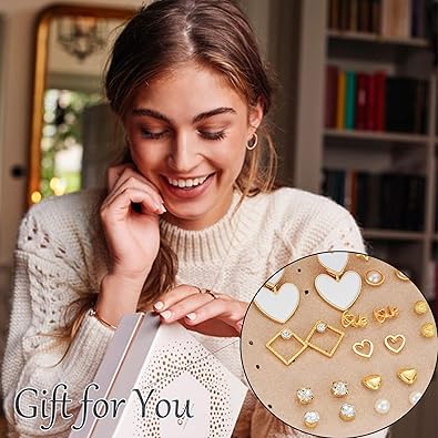 70 Pairs Gold Stud Earrings Set for Women Multipack, Trendy Hypoallergenic Pearl Cubic Zirconia Multiple Piercings Earrings Packs, Chunky Hoops Earrings for Gift Jewelry