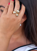 Anillo de cúpula ajustable de triple vuelta relleno de oro de 18 k