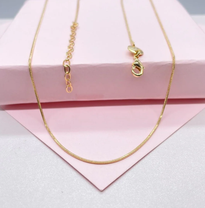 18k Gold Filled Smooth 1mm Herringbone Box Chain Fusion Necklace, Minimalist Jewlery, Dainty Chain, Statement Jewlery, Gift Idea