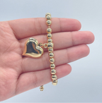 18k Gold Layered Adjustable Gold Beaded Bracelet Featuring Chunky Plain Gold