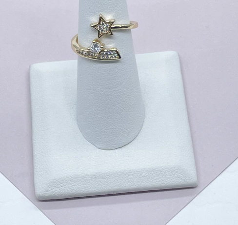 Anillo "Estrella Fugaz" en Oro de 18k con Micropavé de Circonitas Cúbicas