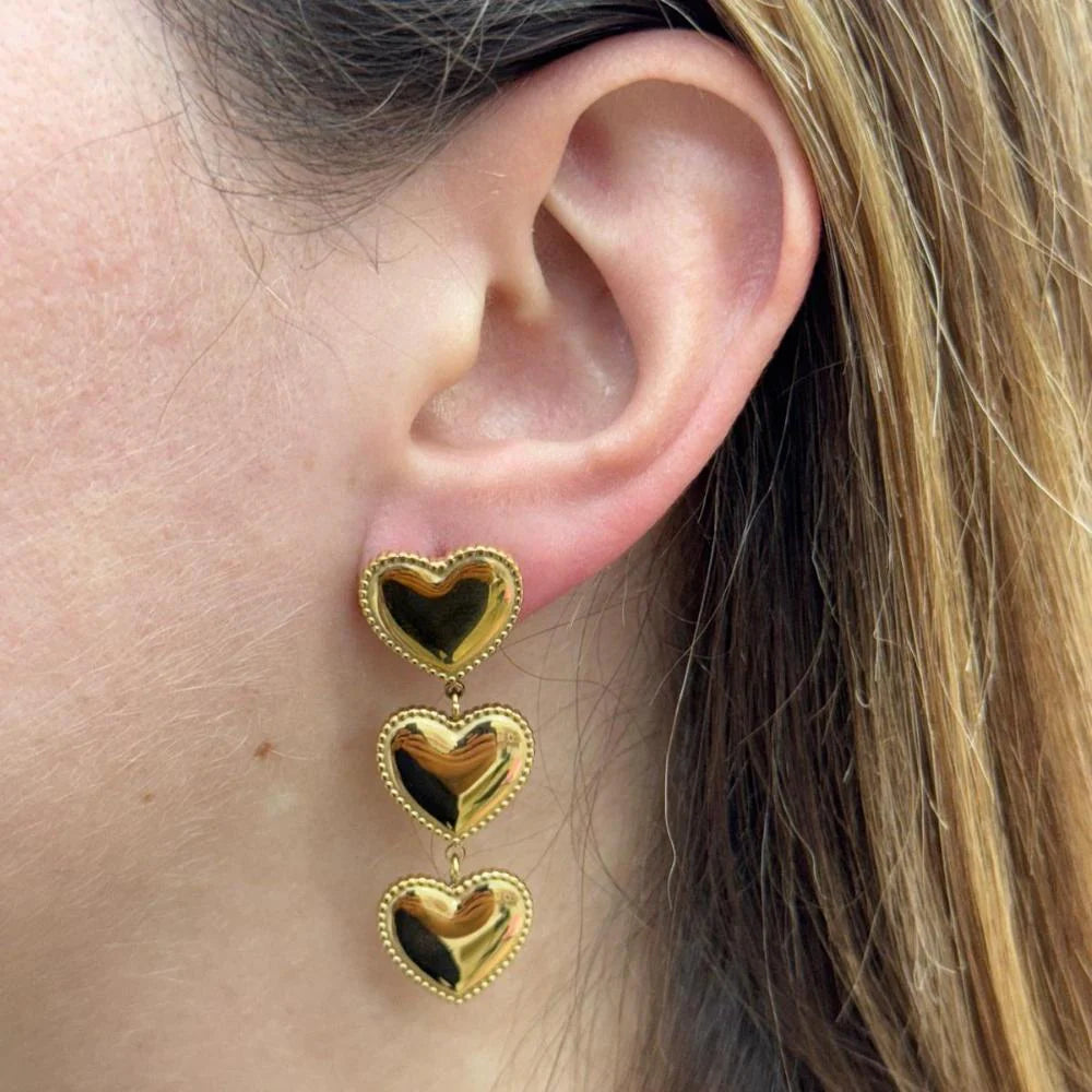 18861 3 HEART LONG EARRING
