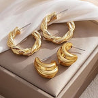 24 Pairs Gold Hoop Earrings Set for Women Hypoallergenic Chunky Chain Twisted Open Hoops Dangle Earring Packs for Birthday Jewelry Gift