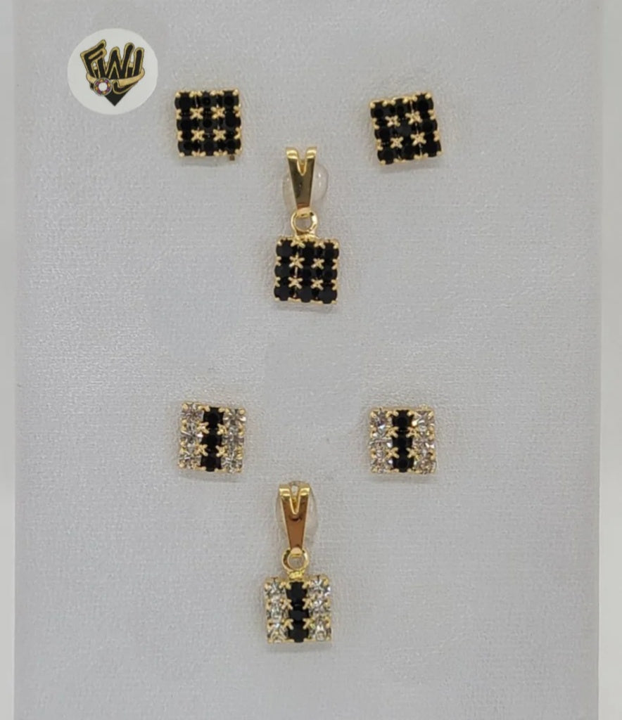 (1-6348) Gold Laminate - Square Zircon Set - BGF