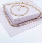 Gorgeous 18k Gold Filled Baguette Cubic Zirconia Set Choker Necklace and Bracelet And Jewelry Making Supplies