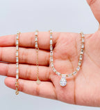 18k GoldFilled Baguette CZ Stone Set With Pear Shaped Stone in Center