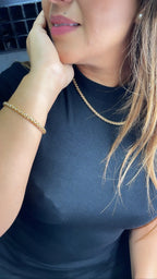 18K Gold Filled Unique Link 5mm Thick Braided Wheat Link Set, Statement Piece, Simple Jewlery