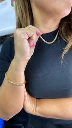 18K Gold Filled Unique Link 5mm Thick Braided Wheat Link Set, Statement Piece, Simple Jewlery