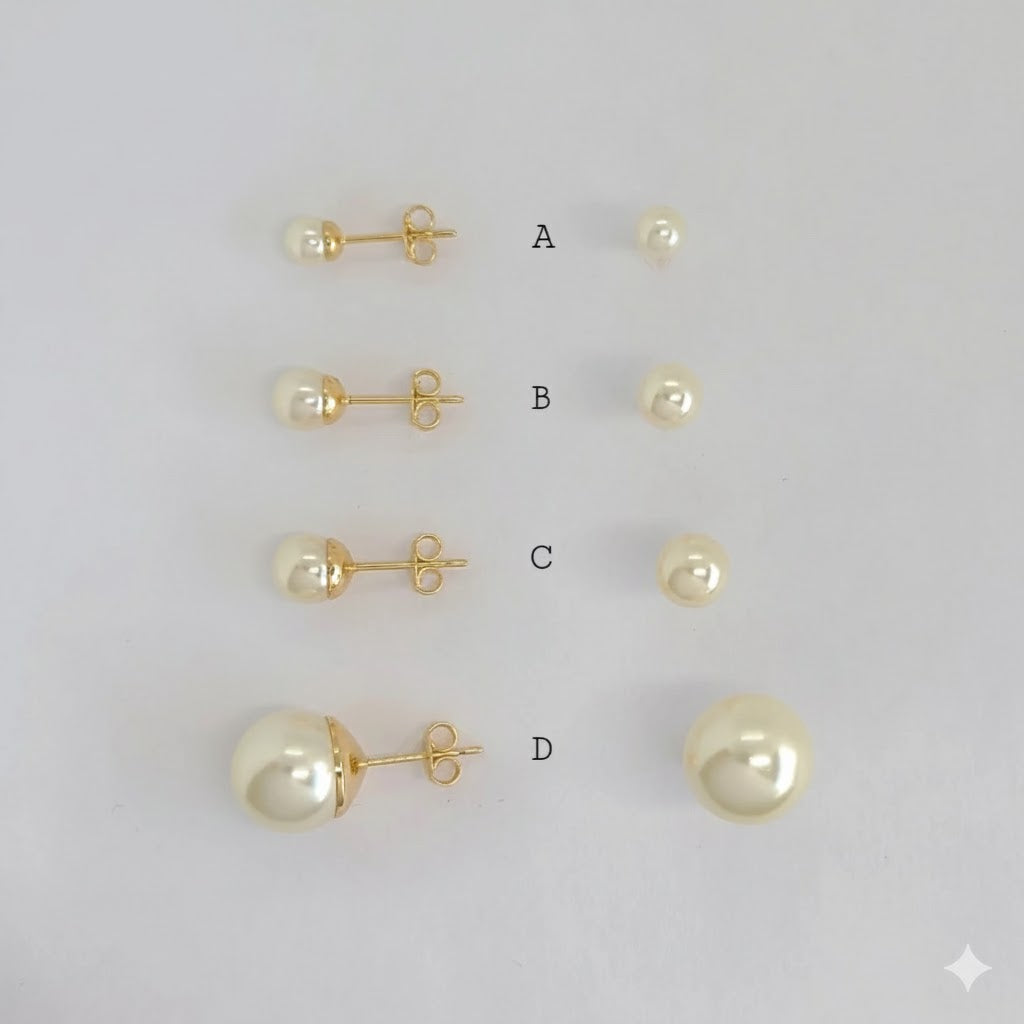 (1-1019-1) Pendientes de perla laminada en oro - BGF