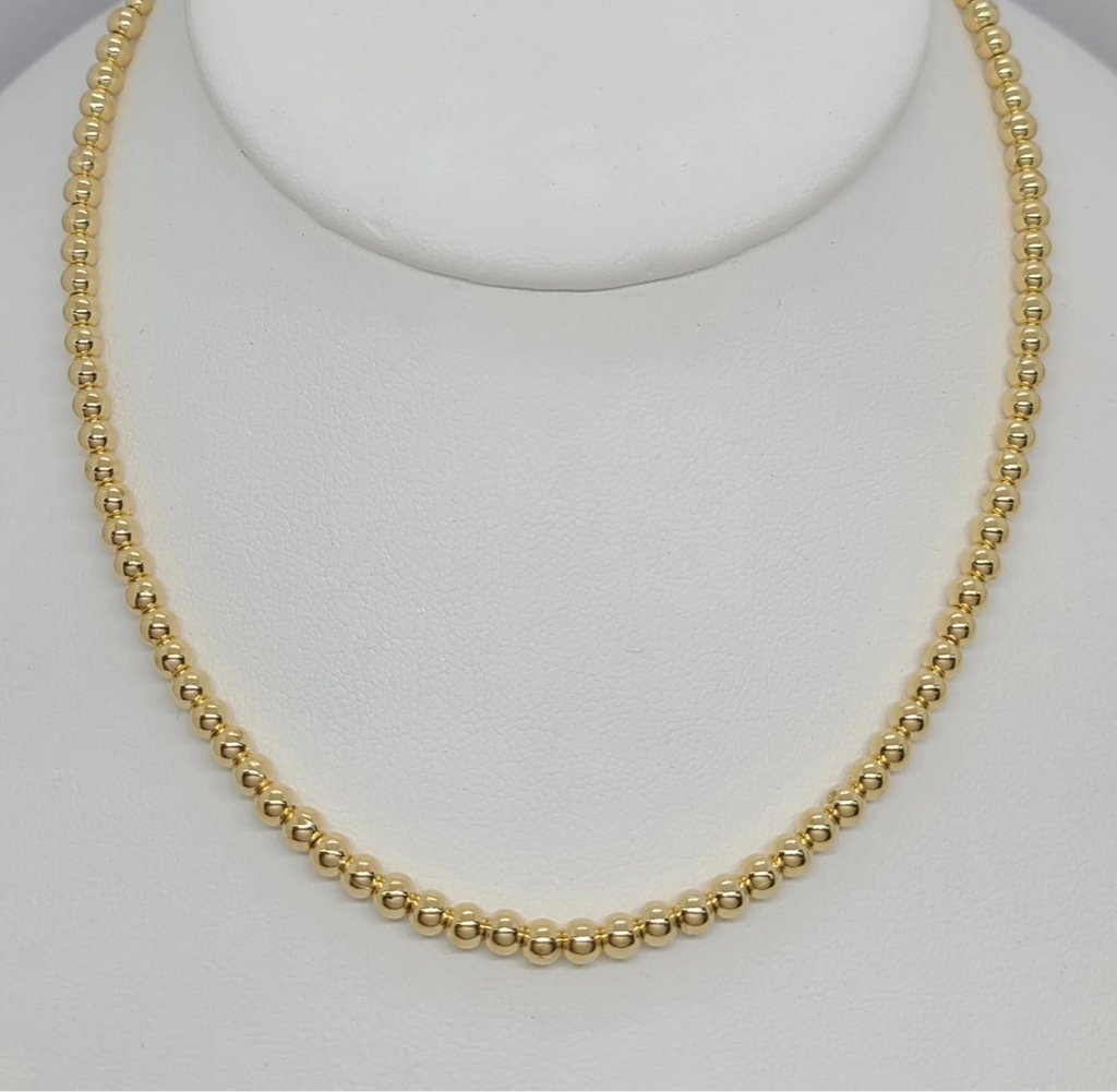 (1-6036) Collar de cuentas de 4 mm laminadas en oro - BGF