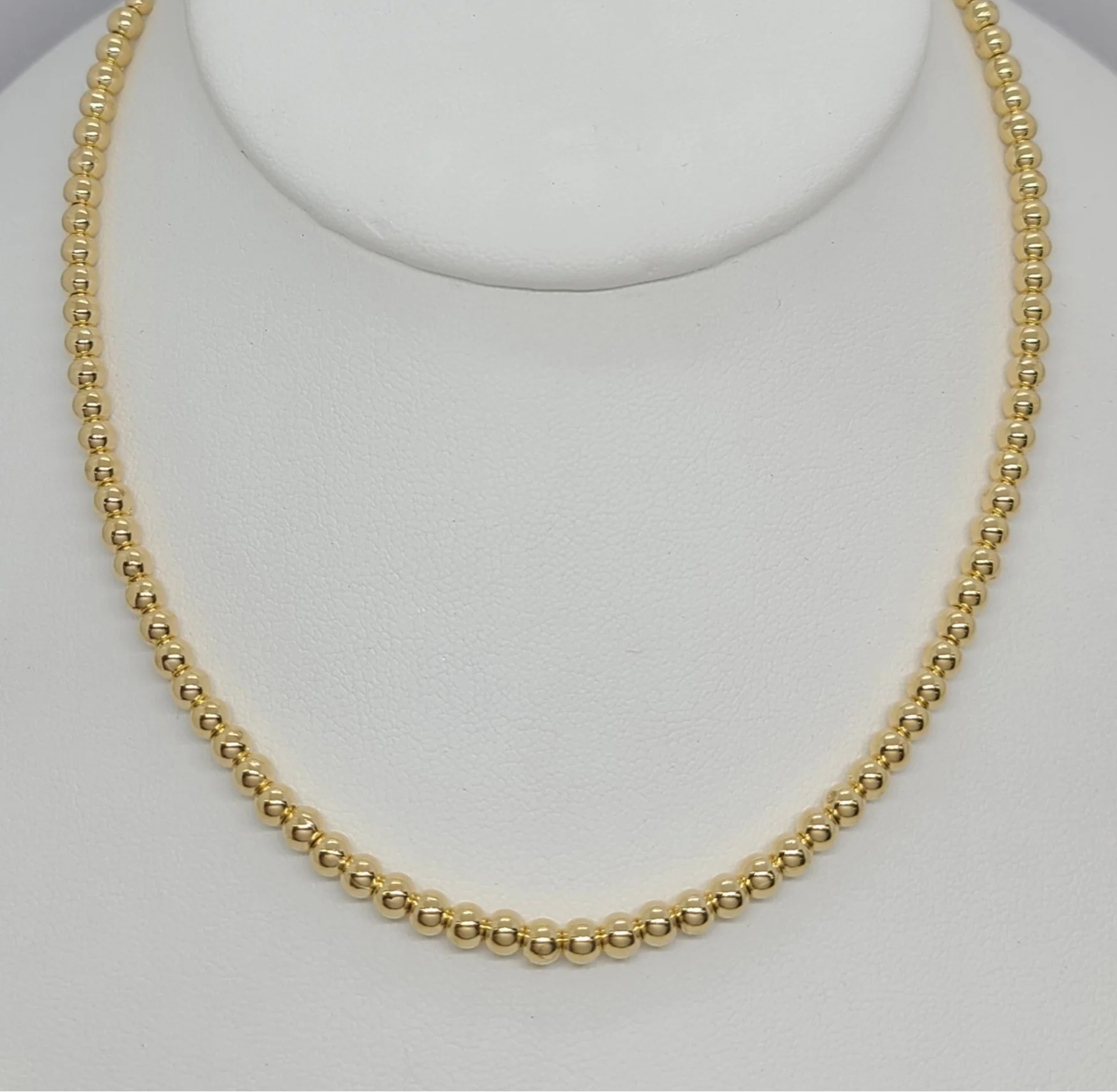 (1-6036) Collar de cuentas de 4 mm laminadas en oro - BGF