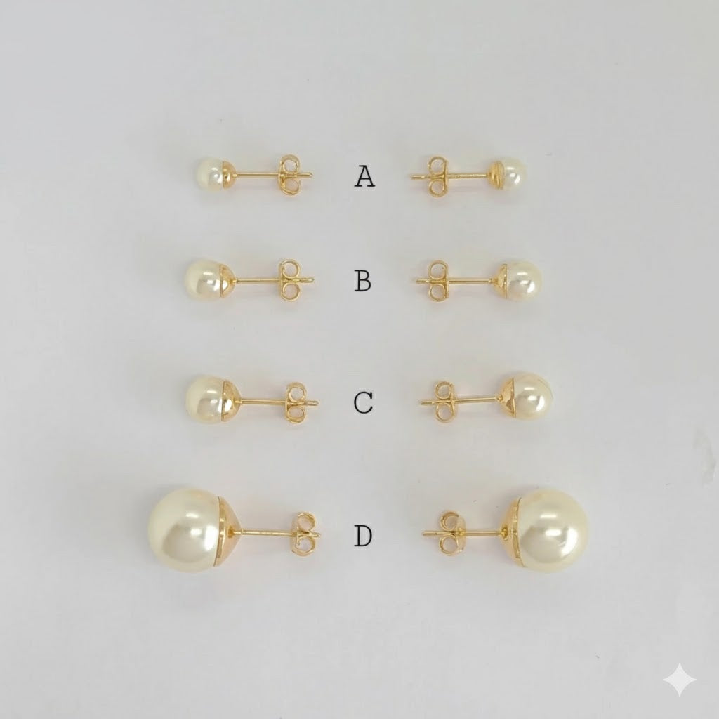 (1-1019-1) Pendientes de perla laminada en oro - BGF