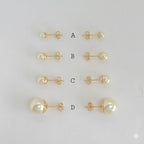 (1-1019-1) Pendientes de perla laminada en oro - BGF