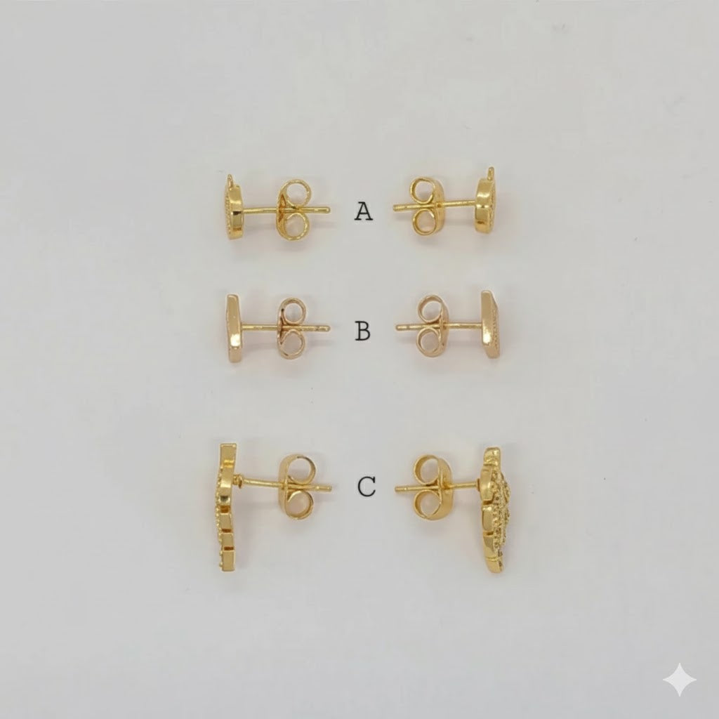 (1-1162-1) Laminado de oro - Pendientes de botón - BGO