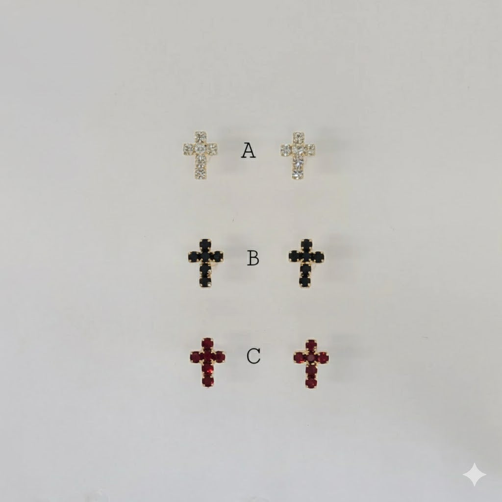 (1-1148-1) Pendientes de cruz con laminado dorado - BGF