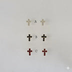 (1-1148-1) Pendientes de cruz con laminado dorado - BGF