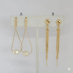 (1-1223-1) Laminado de Oro - Pendientes Largos - BGF