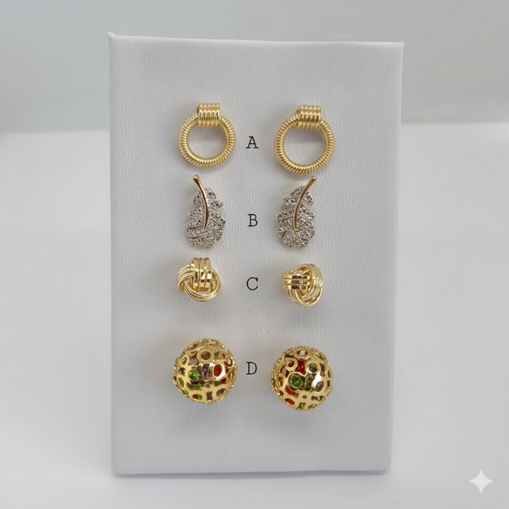 (1-1033) Pendientes de oro laminado - BGF