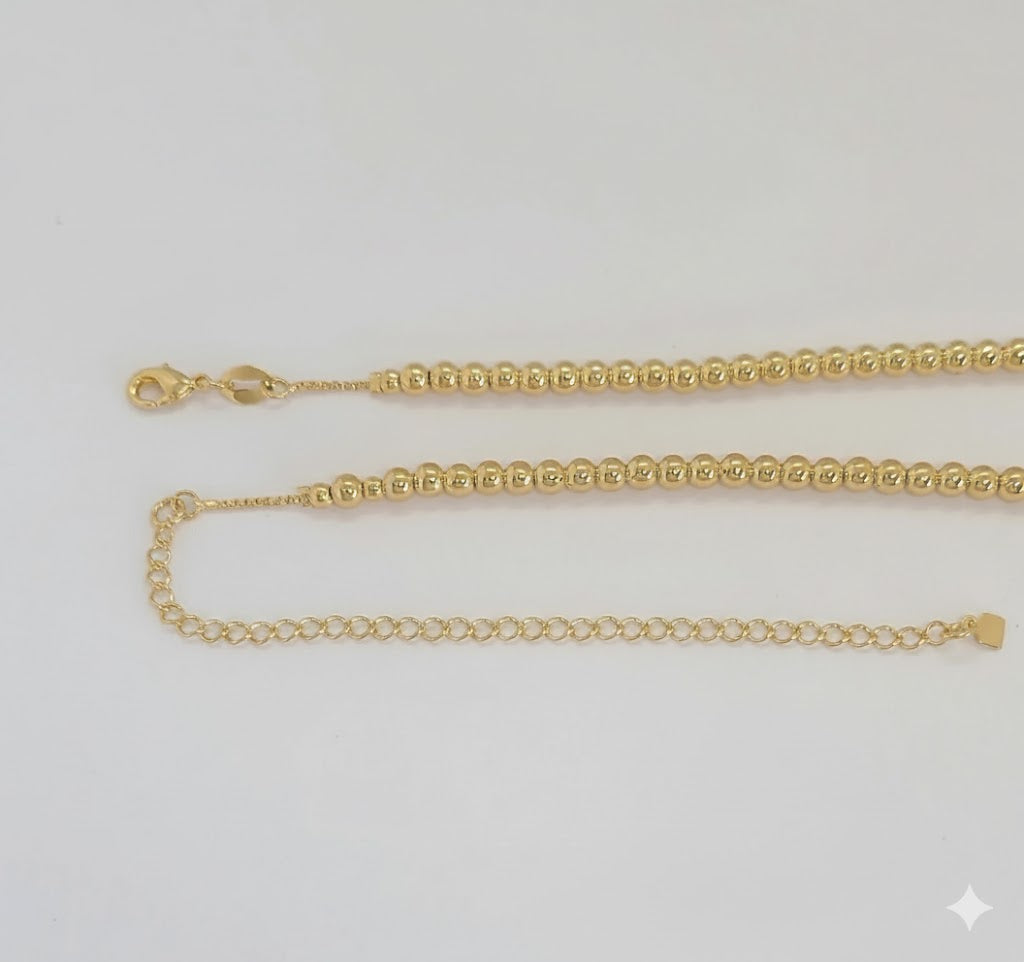 (1-6036) Collar de cuentas de 4 mm laminadas en oro - BGF