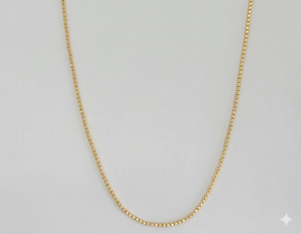 (1-1501) Cadena de eslabones de caja de 1 mm laminada en oro - BGF