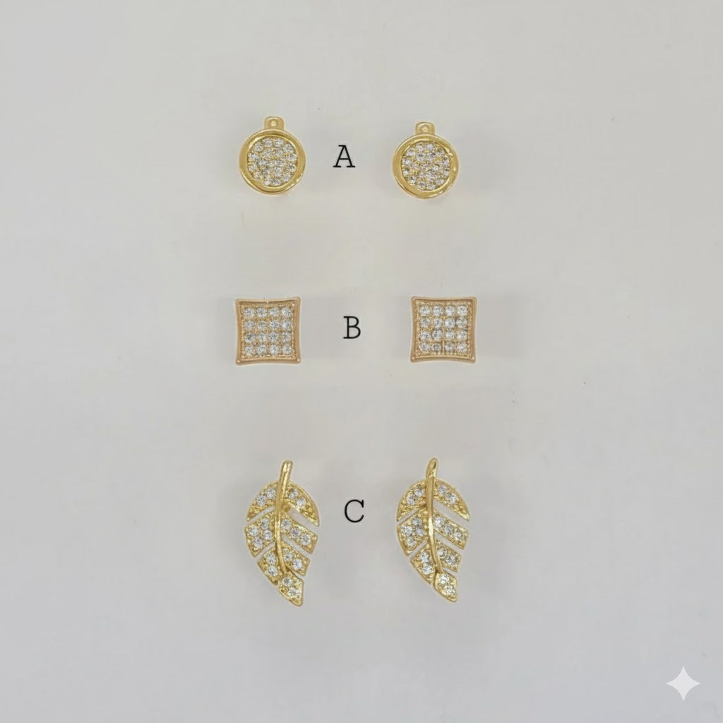 (1-1162-1) Laminado de oro - Pendientes de botón - BGO