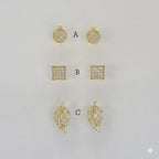 (1-1162-1) Laminado de oro - Pendientes de botón - BGO