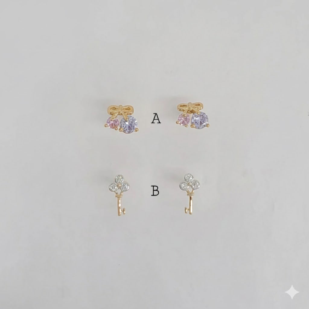 (1-1132) Laminado de Oro - Pendientes de Botón - BGO