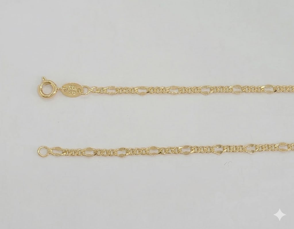 (1-1757) Laminado dorado - Cadena de eslabones Figaro de 3 mm - BGF