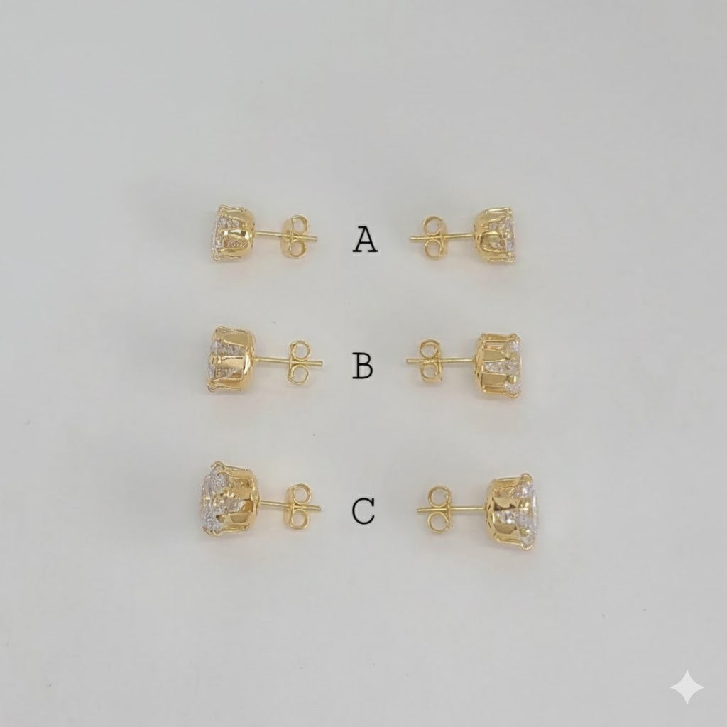 (1-1086) Pendientes de circonita laminada en oro - BGF