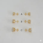 (1-1086) Pendientes de circonita laminada en oro - BGF