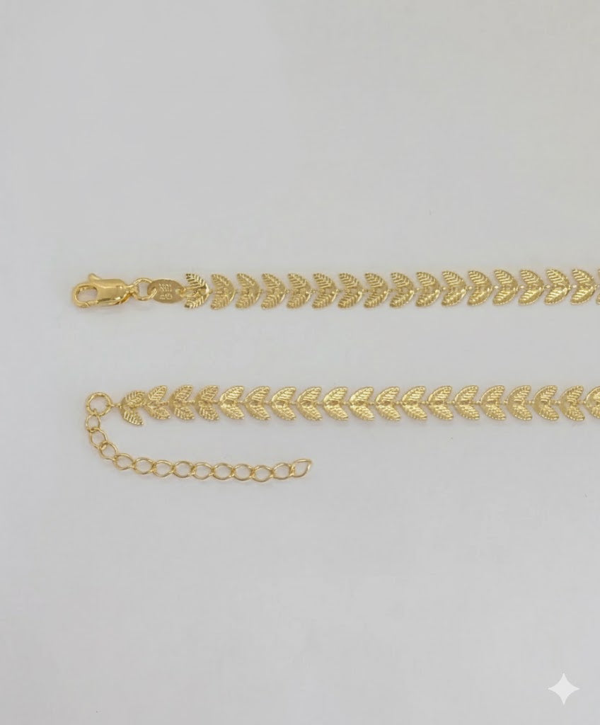 (1-6067) Collar de eslabones de hoja laminados en oro - BGF