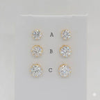 (1-1086) Pendientes de circonita laminada en oro - BGF