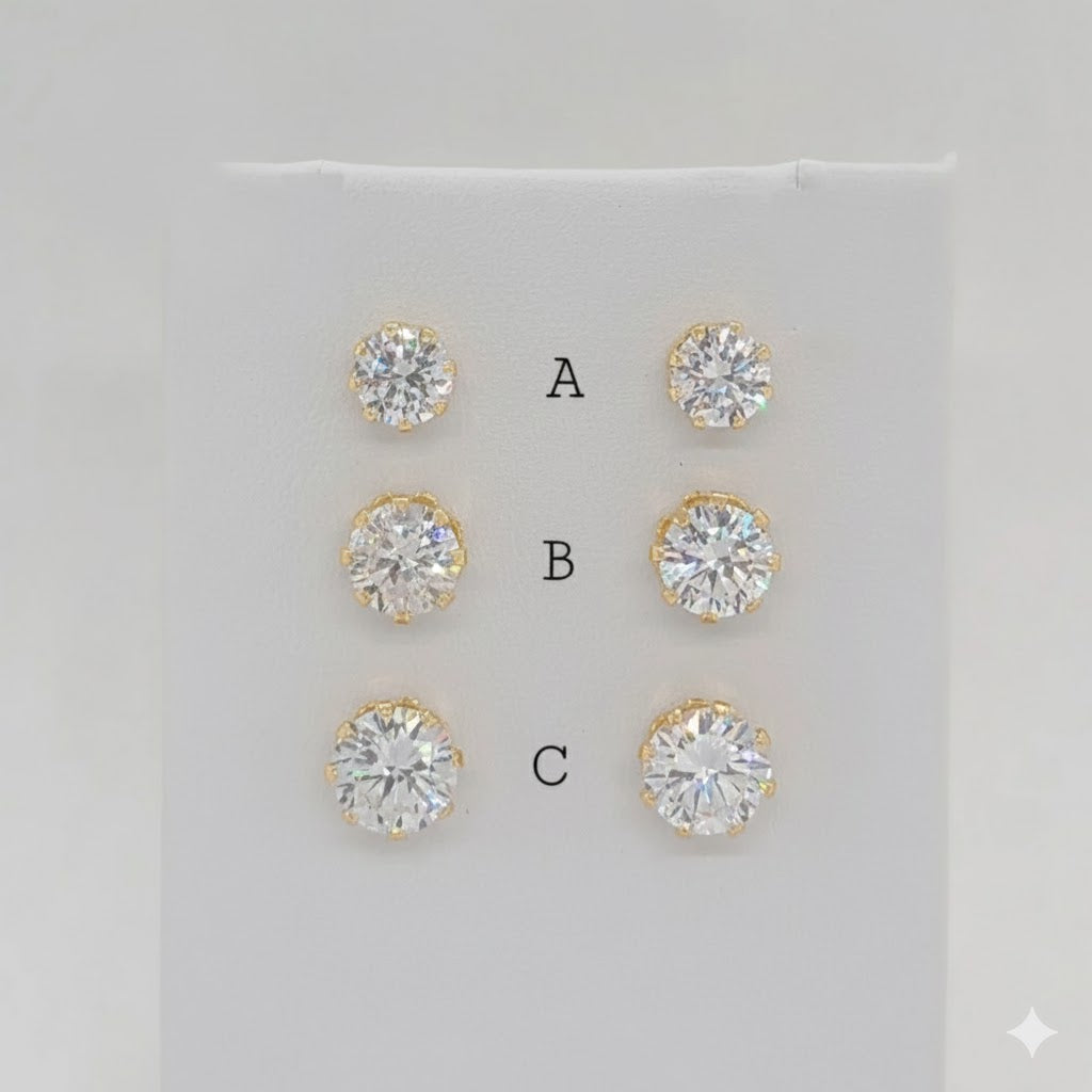 (1-1086) Pendientes de circonita laminada en oro - BGF