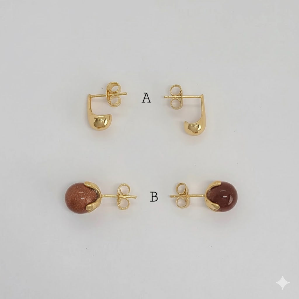 (1-1072-1) Pendientes de oro laminado - BGO