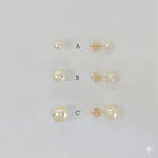 (1-1020-1) Pendientes de media perla laminados en oro - BGF