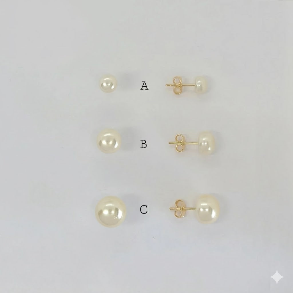 (1-1020-1) Pendientes de media perla laminados en oro - BGF