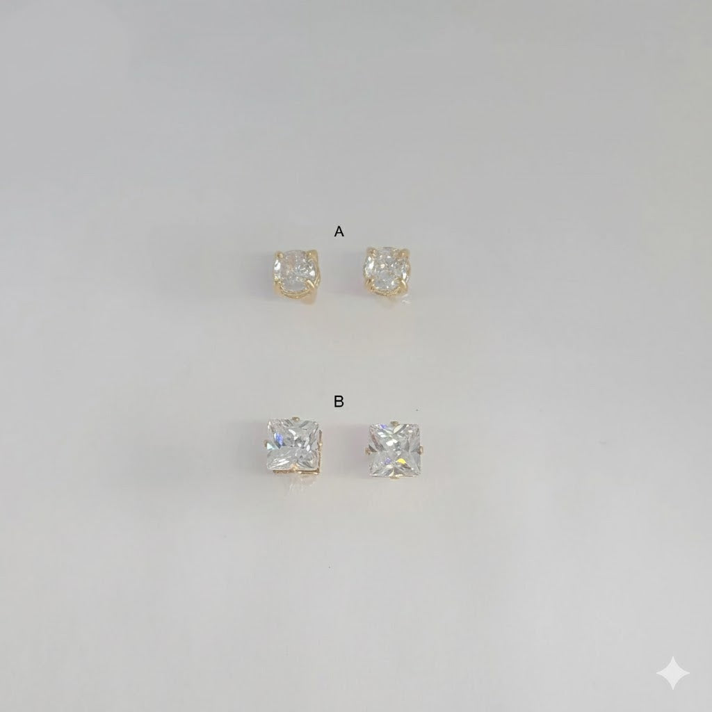 (1-1092) Pendientes de circonita laminada en oro - BGF