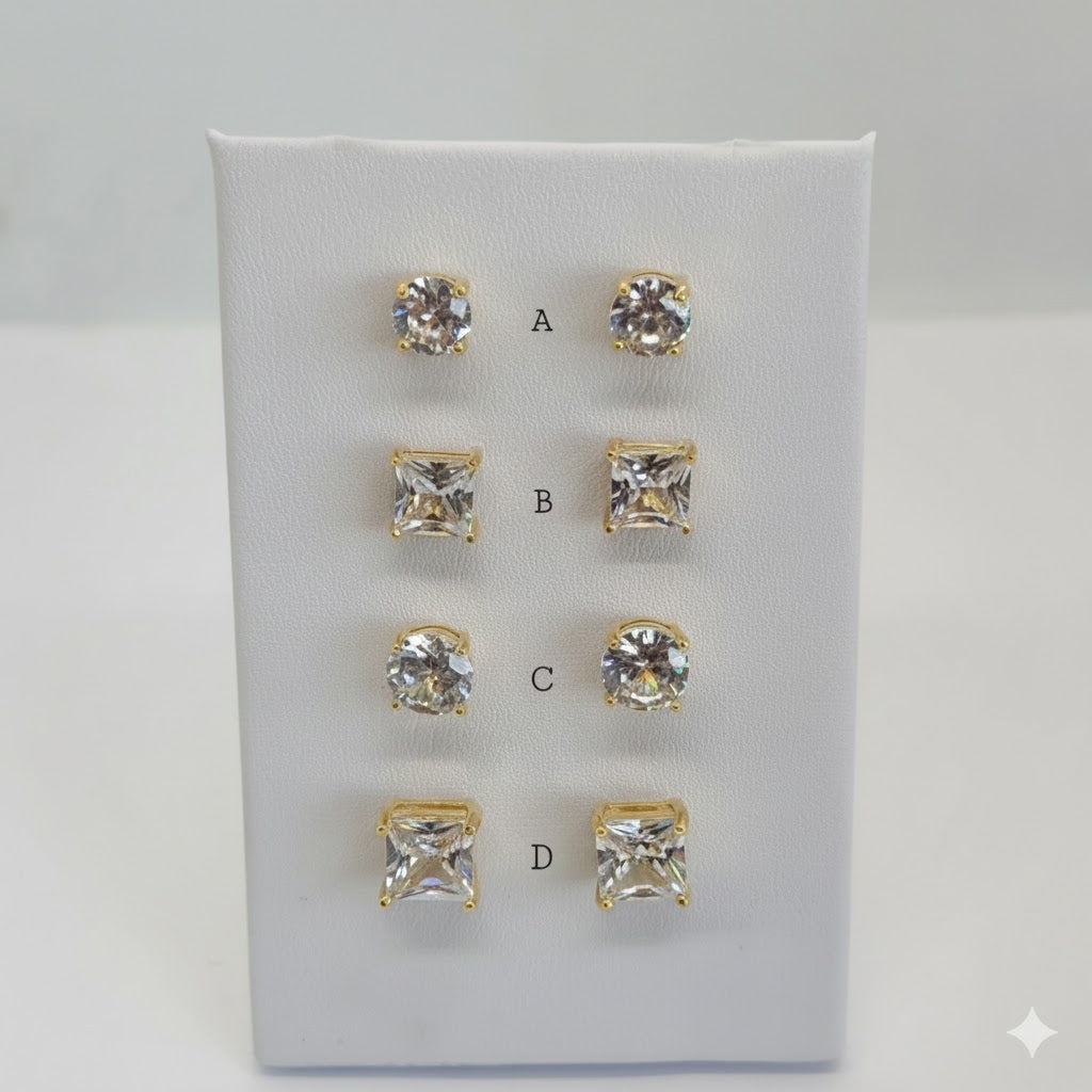 (1-1083) Pendientes de circonita laminada en oro - BGO