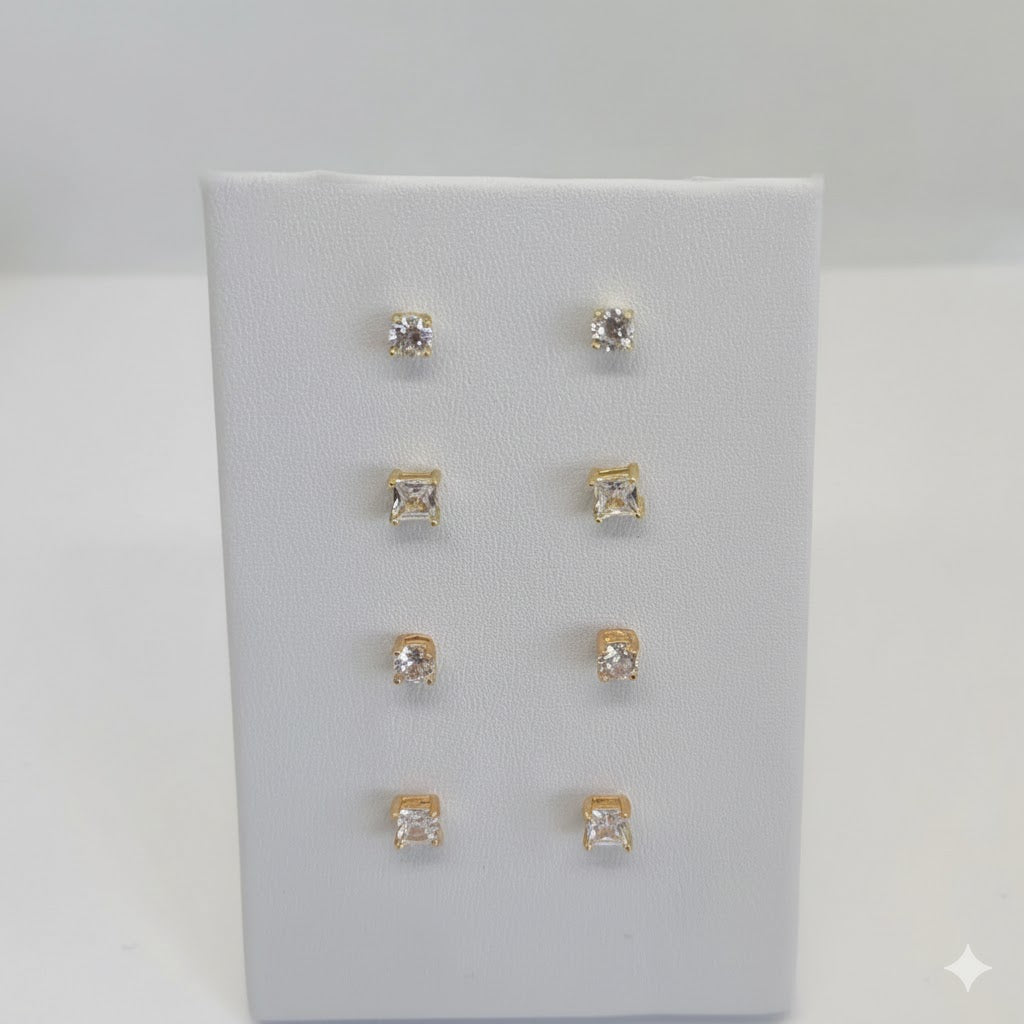 (1-1080) Pendientes de circonita laminada en oro - BGO