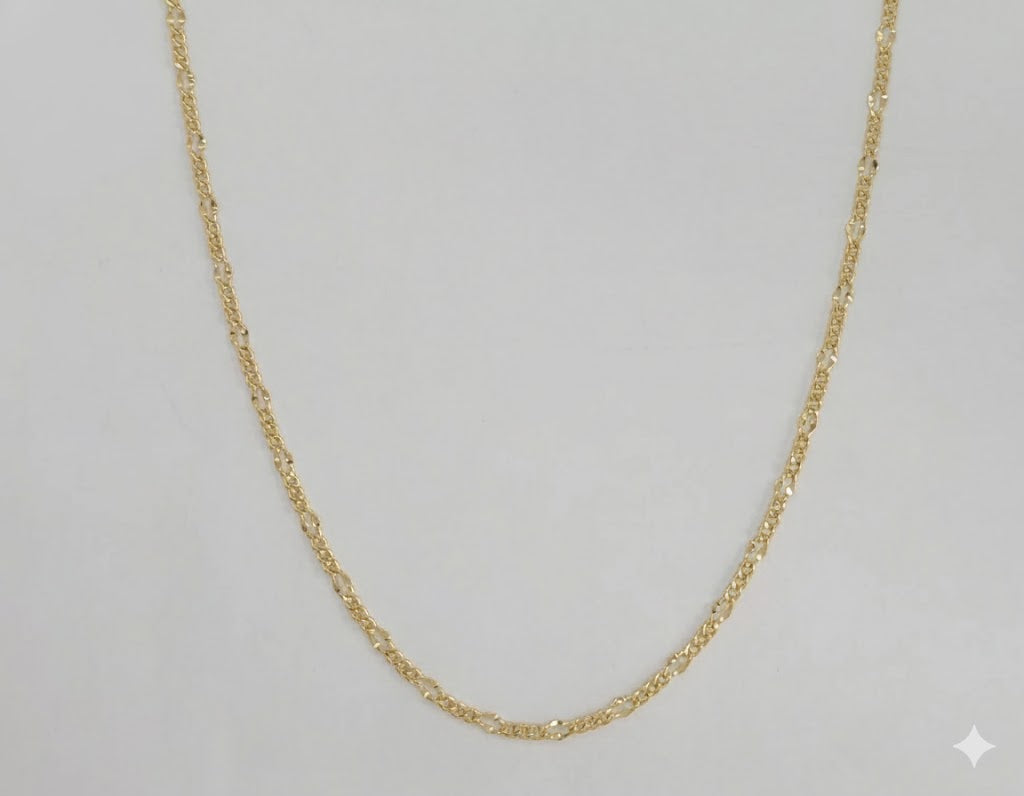 (1-1801) Laminado dorado - Cadena de eslabones Figaro alternativa de 2,5 mm - BGF