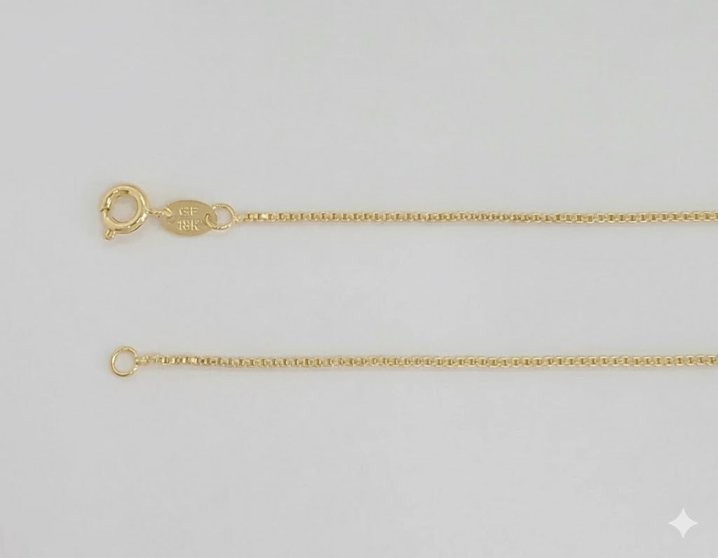 (1-1501) Cadena de eslabones de caja de 1 mm laminada en oro - BGF