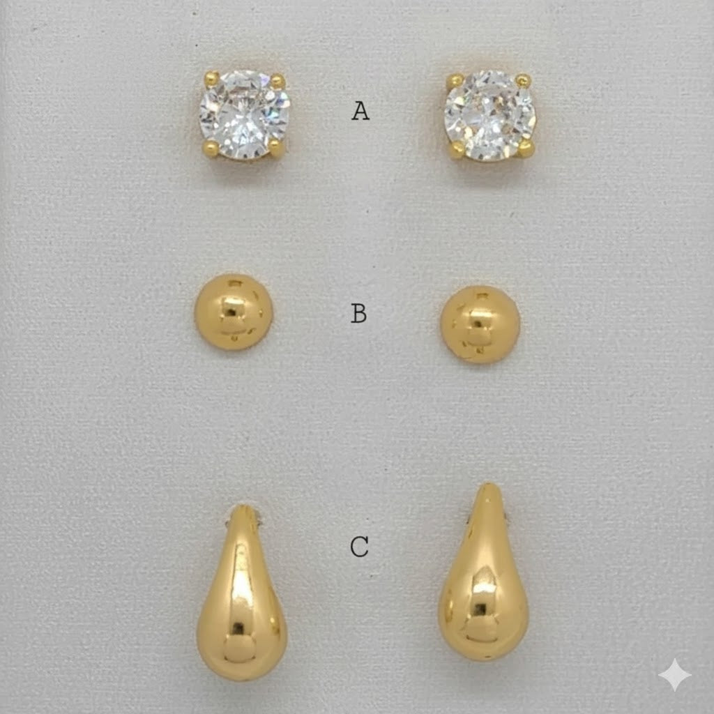 (1-1091) Laminado de Oro - Pendientes - BGO